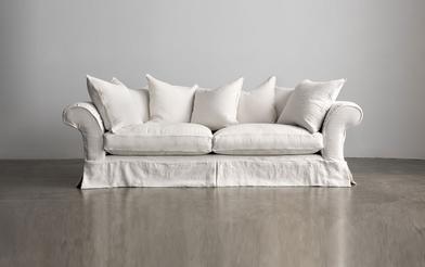 Serena Slipcover Bench Cushion Sofa, White Linen