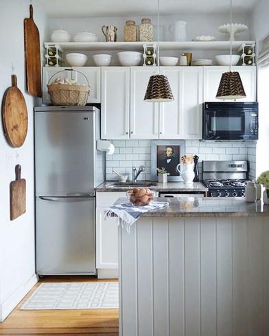 21 Stylish Kitchenettes With Optimized Designs  Small apartment kitchen,  Kitchen design small, Tiny house kitchen