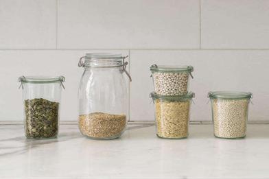 Clear Borosilicate Glass Storage Jars with Airtight Wooden Lids,19