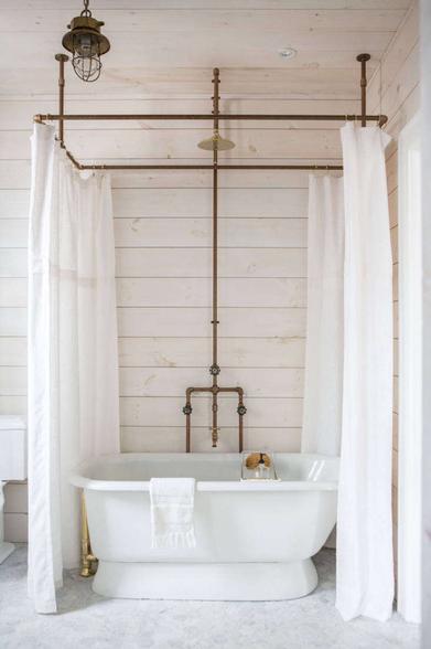 A Diy Shower Curtain Hoop Made From, Diy Shower Curtain For Clawfoot Tub