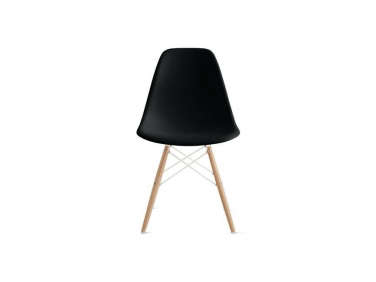 eames molded plastic dowel leg side chair black  