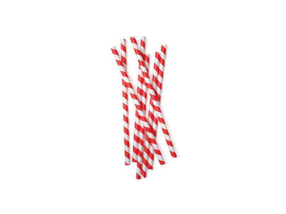 kikkerland biodegradable paper straws – red and white striped 8