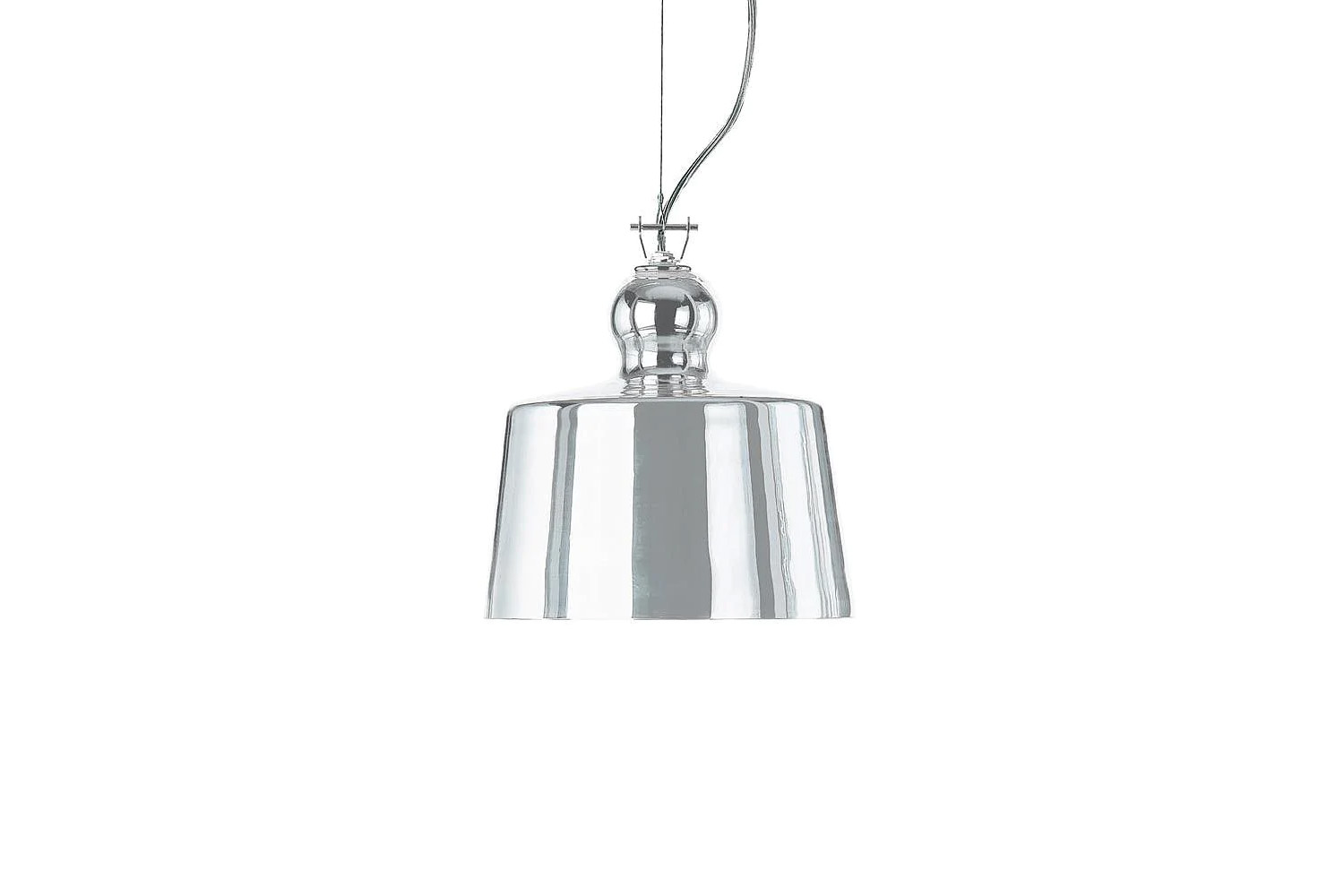 designed by michele delucchi, the acquatinta suspended lamp in silver coated mu 14