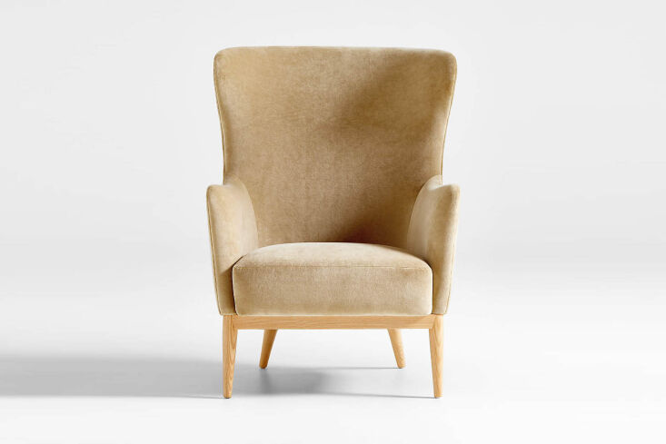 the alva wingback accent chair is available stocked in camel velvet as shown;  14
