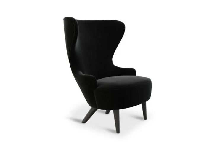 designed by tom dixon, the wingback micro chair, shown upholstered in kvadrat&a 13