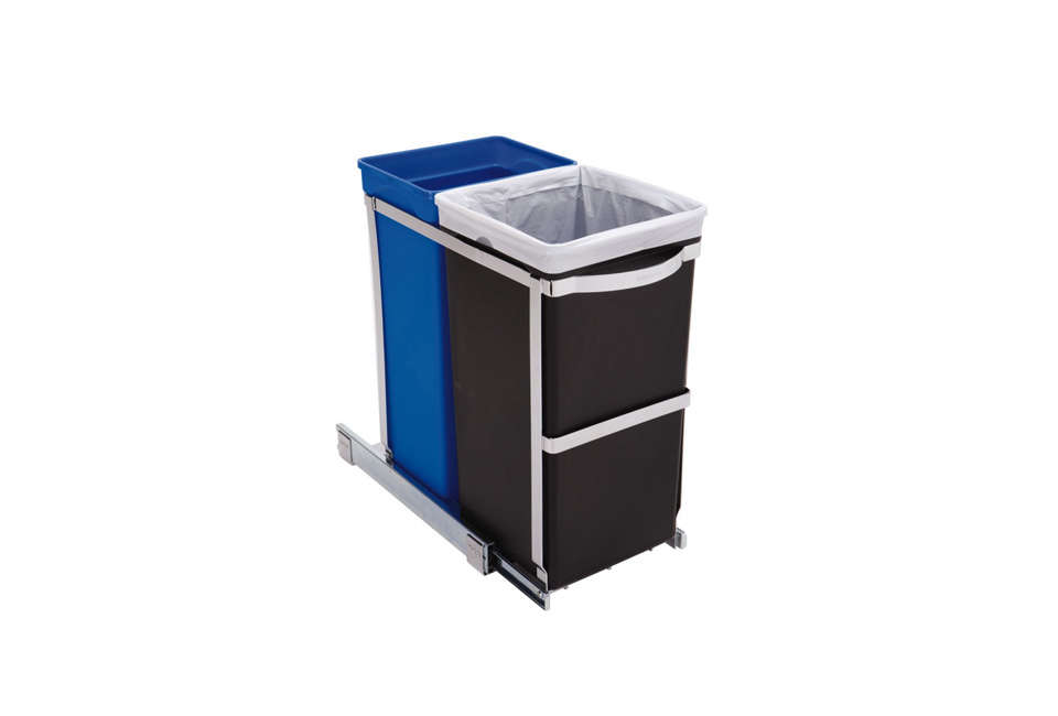 Pull Out Recycler Trash Can Kitchen Plastic Recyclables Cabinet 35L 