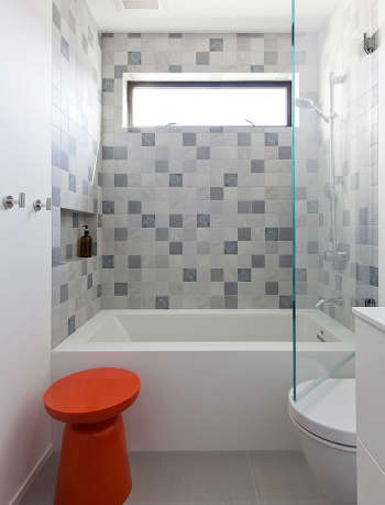 modern tile bathroom by gamble + design. 89