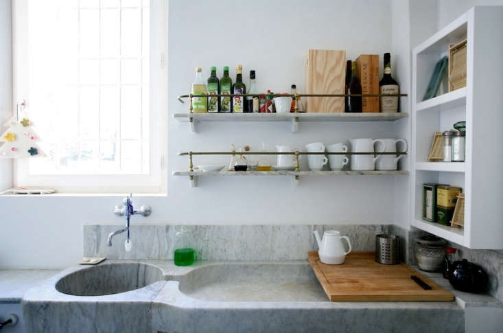  a vintage marble sink and counter in an italian country house; photograph 14