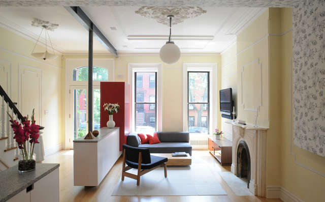 park slope brownstone &#8\2\1\1; living room with fireplace 24
