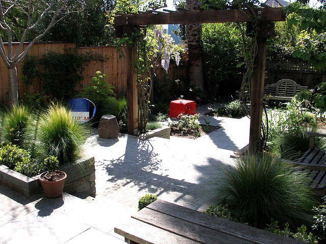 four square garden: this garden has a classical vibe but we added furniture to  12