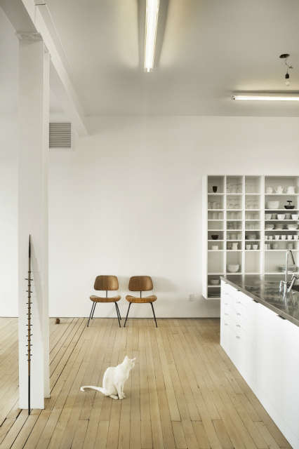 white loft: this renovation to the garret of a commercial building, originally  7