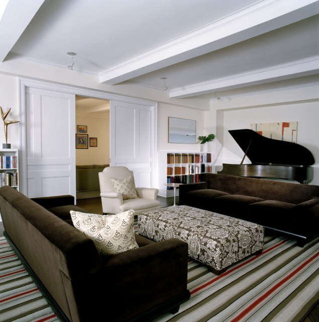 apartment renovation, new york city: a custom bookcase with modern proportions  18