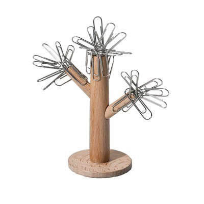 Wooden Magnetic Paperclip Holder - Tree