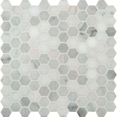 greecian white hexagon polished marble mesh mounted mosaic tile 8