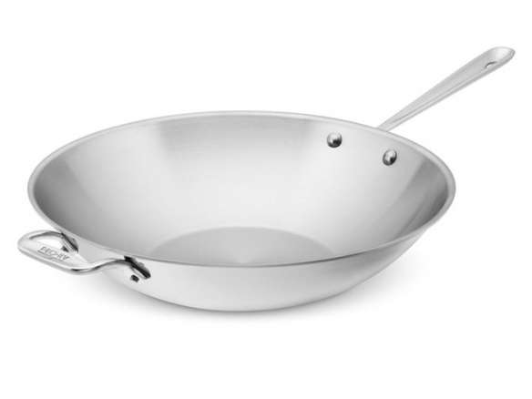 all clad tri ply stainless steel stir fry pan 8