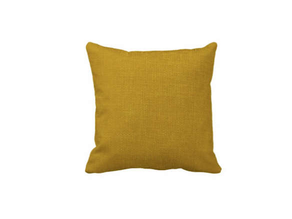 Burlap Simple Mustard Yellow Throw Pillows portrait 3