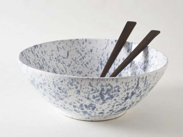 grey on white 18 in. splatterware serving bowl 8