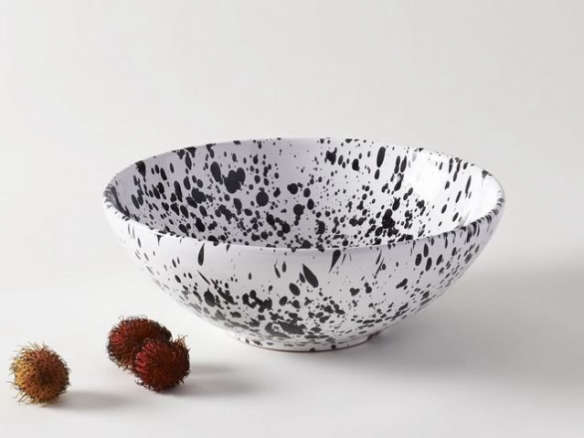 black on white splatterware 13 in. serving bowl 8
