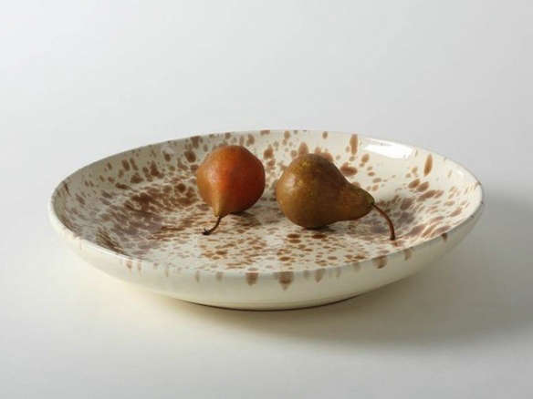 brown on cream splatterware platter 8