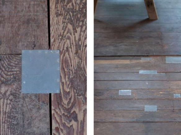 Metal patches wood floor  