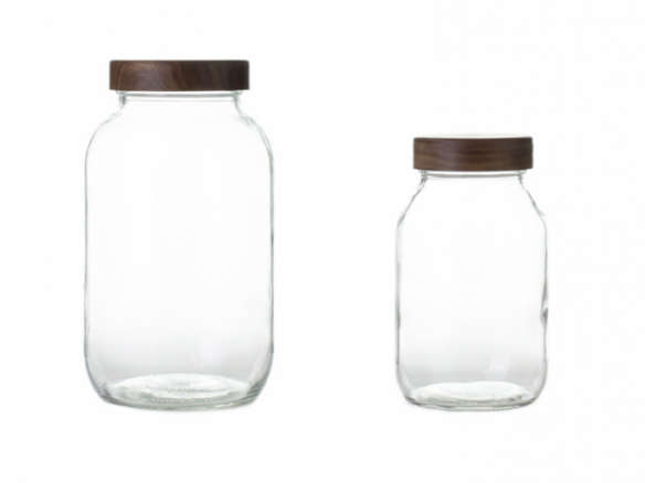 glass storage jar with walnut lid 8