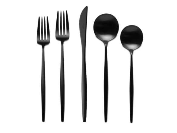 moon cutlery – brushed black  5pcs 8