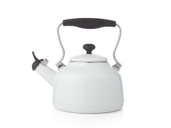 vintage white steel enamel tea kettle 8