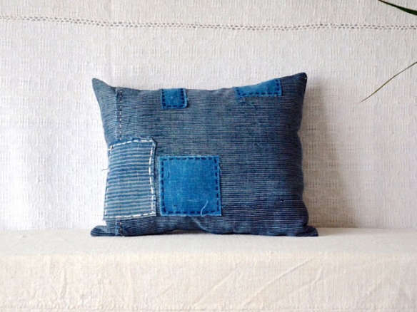 sashiko stitched indigo cushion 8