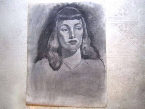 original charcoal drawing, female portrait 8