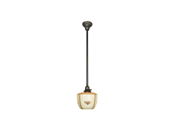classic pipe pendant w/delicately decorated shade 8