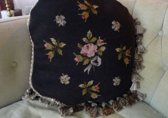 beautiful floral “roses” needlepoint pillow 8