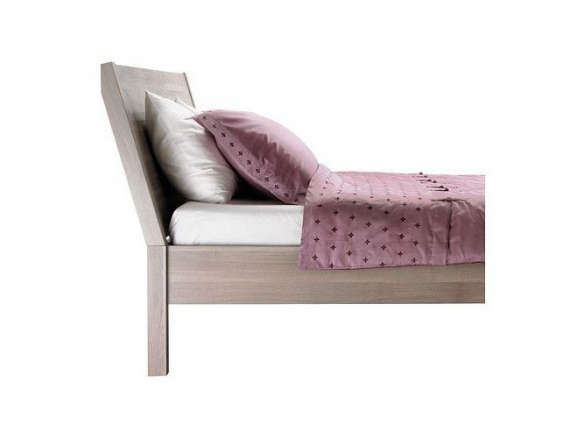 Nyvoll Bed Frame, King Bed Frame With Slanted Headboard