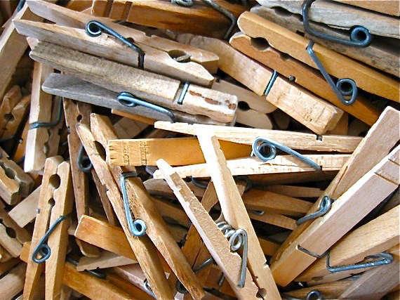36 vintage clothespins wood clip style 8