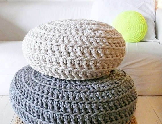 floor cushion crochet – thick cotton – ecru 8