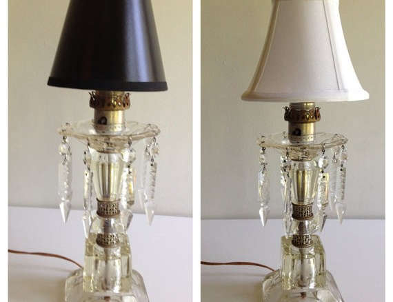 antique cut glass boudoir lamp with glass drops 8