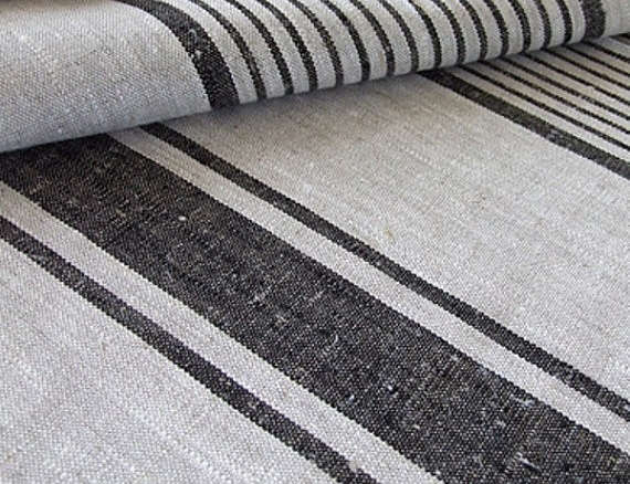 natural black striped linen fabric 8