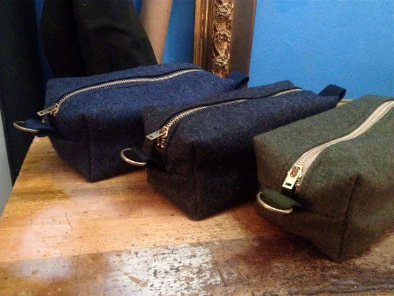 men’s toiletry bag – olive military blanket & waxed cotton 8