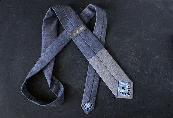 chambray block narrow neckties 8