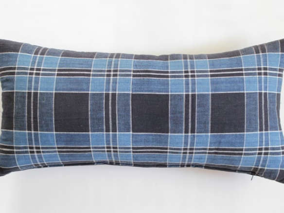 japanese textile pillow – bright blue plaid 8