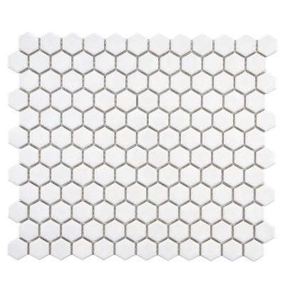 metro hex glossy white porcelain mosaic tile 8