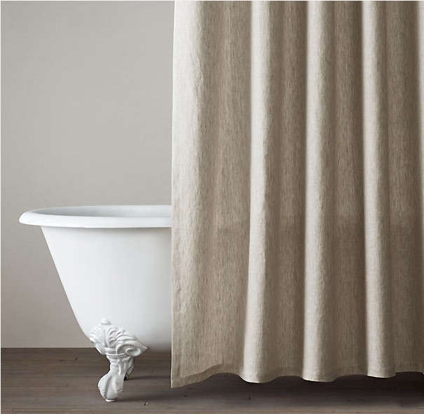 Vintage Washed Belgian Linen Shower Curtain, Indigo Loft Shower Curtain