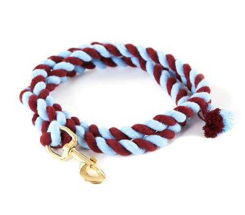 rope lead – burgundy & pale blue 8