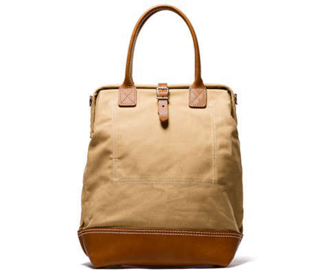 handmade canvas & leather carryall bag (tan) 8