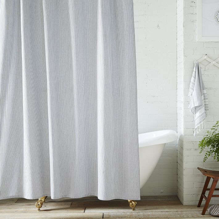 Ticking Stripe Shower Curtain, Ticking Stripe Shower Curtain