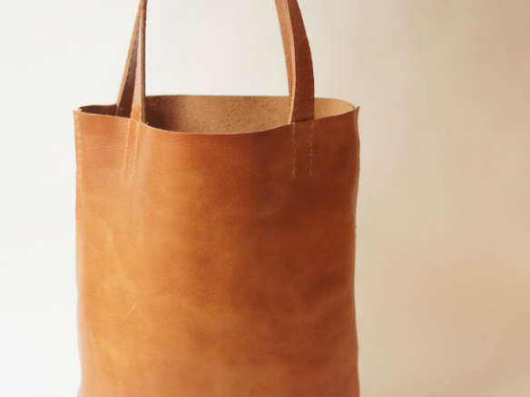 Simple Leather Tote - Cognac