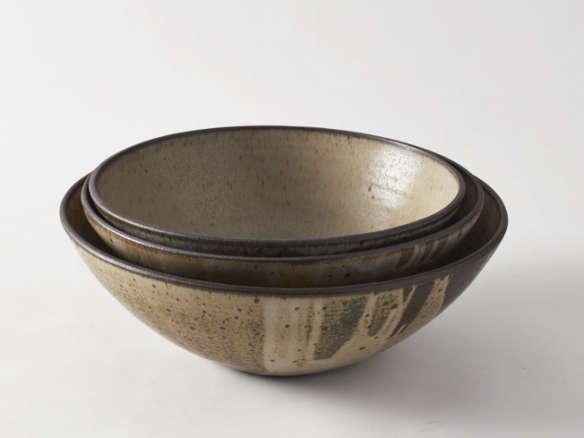 victoria morris pottery:xl bowl dark brown bowl with lavender glaze 8