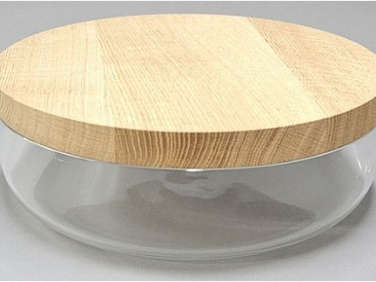 vincent van duysen 12 x 3 glass bowl with 3cm oak lid  