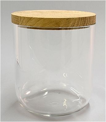 vincent van duysen 6 x 6 in. glass canister with 2cm oak lid 8