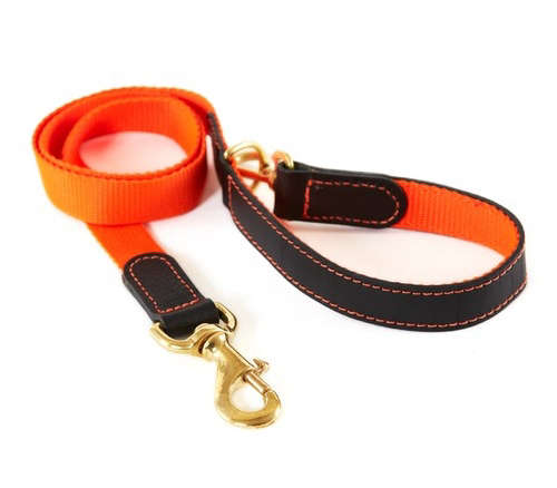 webbing & leather lead – orange 8