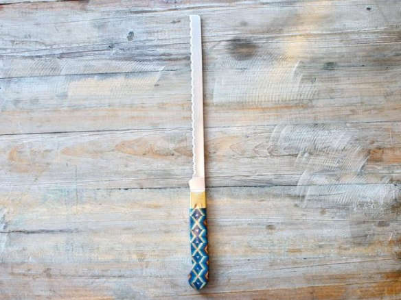 inlaid wood handle bread knife 8